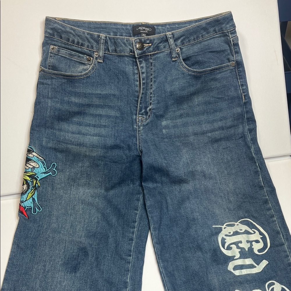 Ed Hardy Denim Jeans with Graphic Accents